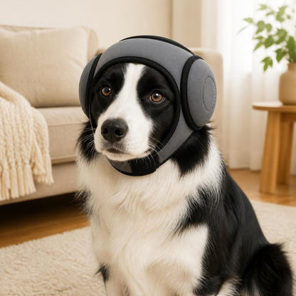 Border collie con orejeras calmantes Zarpalio